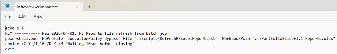 RefreshPSExcelReport.bat example
